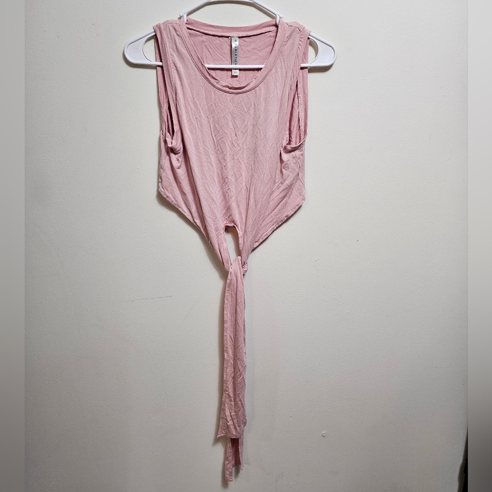 Fabletics Pink Asymmetrical Tie-Front Tank Top‎